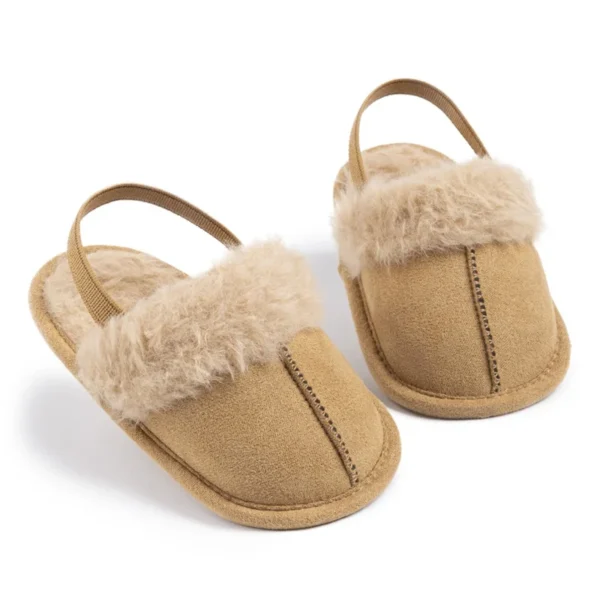 Winter Warm Baby Girls Plush Sandals Slippers Cute Patchwork Princess Non-Slip Flats Walking Floor Shoes for Newborn Infant