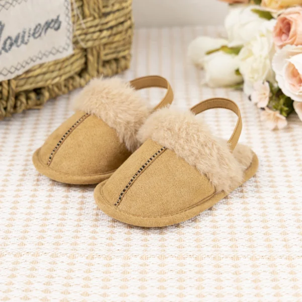 Winter Warm Baby Girls Plush Sandals Slippers Cute Patchwork Princess Non-Slip Flats Walking Floor Shoes for Newborn Infant - Image 5