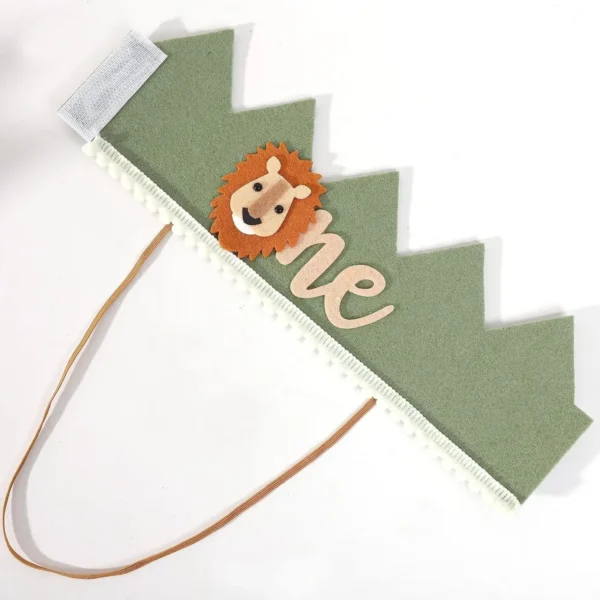 Jungle Safari Animal Lion One 1 Year Birthday Crown Headband Hat Happy Birthday Party decor Kids baby Shower 1st Birthday Party - Image 5