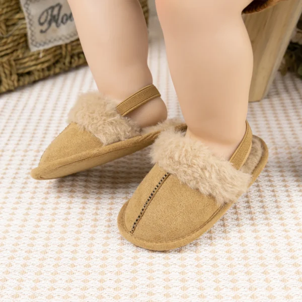 Winter Warm Baby Girls Plush Sandals Slippers Cute Patchwork Princess Non-Slip Flats Walking Floor Shoes for Newborn Infant - Image 2