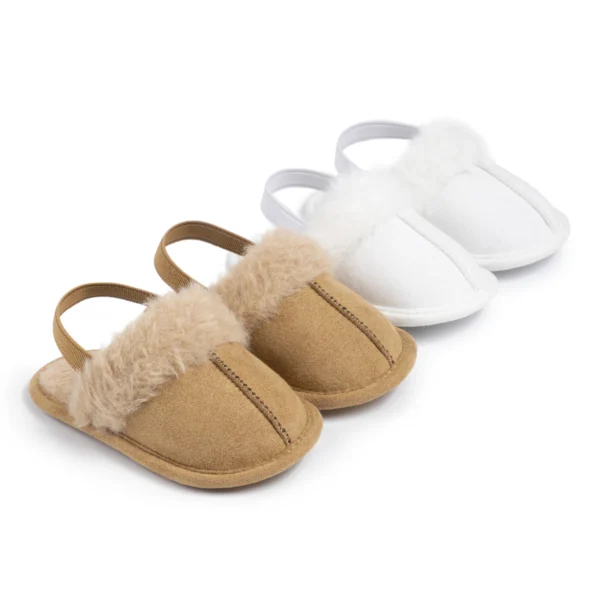 Winter Warm Baby Girls Plush Sandals Slippers Cute Patchwork Princess Non-Slip Flats Walking Floor Shoes for Newborn Infant - Image 3