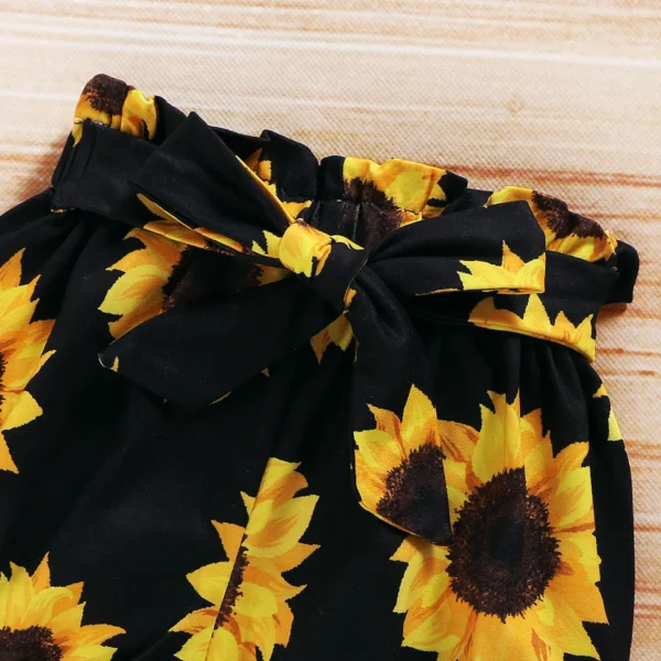 Lioraitiin 0-24M Newborn Infant Baby Girl Clothing Set Short Sleeve Yellow Solid Romper Top Sumflower Printed Shorts 3Pcs Outfit - Image 6