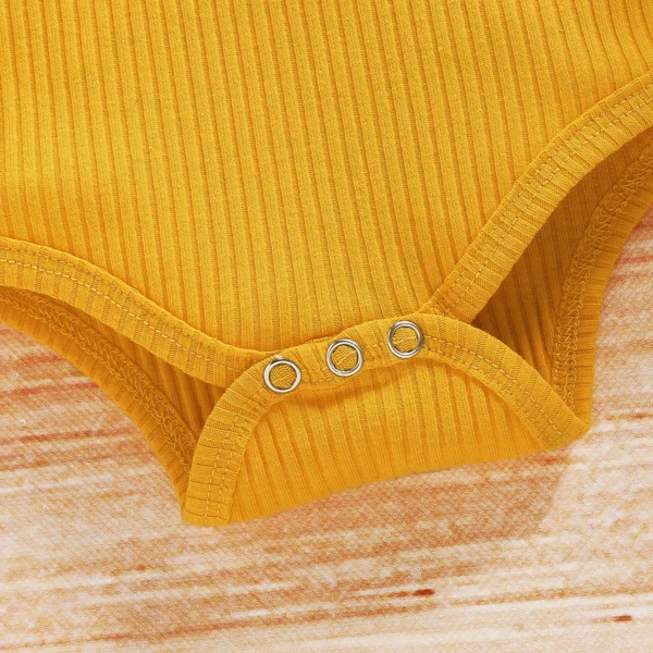 Lioraitiin 0-24M Newborn Infant Baby Girl Clothing Set Short Sleeve Yellow Solid Romper Top Sumflower Printed Shorts 3Pcs Outfit - Image 5