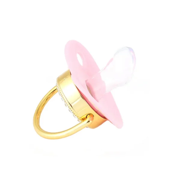 Baby Luxury Pacifier with Pacifier Clip Silicone BPA Free Infant Nipple for Newborn Baby Shower Gold Bling Dummy Holder Soother - Image 4