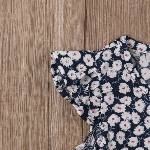 0-24months Baby Girls Summer Romper Floral Ruffle Sleeve Classical Round Back Button Bodysuit For Infant Girls - Image 5