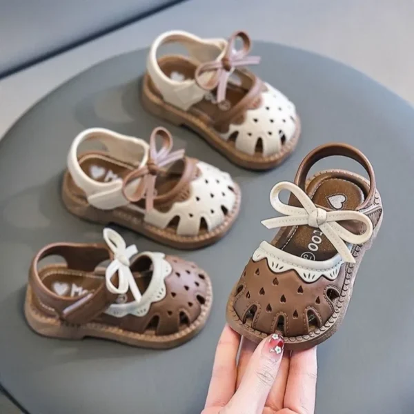 1-4Years Toddlers Shoe Children's Summer Sandals Baby Girls Breathable Bow Sandals Soft Sole Anti slip Princess Hollow Shoes - Image 2