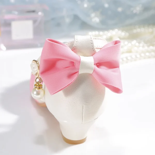 Girls Sandals Slip Closed Toe Crystal Princess Wedding Flower Party Pretty Bow Beading Decoration Shoes For Toddler Fashion - Image 3