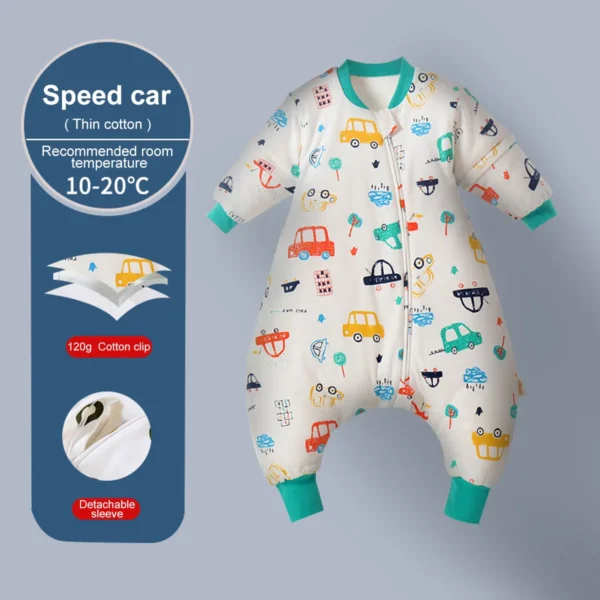 Baby Cartoon Split-legged Sleepsacks With Detachable Sleeves For Boys Girls Children's Sleeping Bag Autumn And Winter Thickened - Image 3