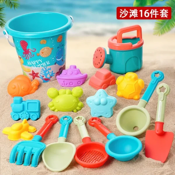 Summer Beach Set Toys For Kids Digging Sand Plastic Bucket Watering Bottle Shovels Children Beach Water Game Toys Tools - Image 2