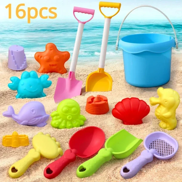Mini Children's Beach Toy Set Baby Playing In Water And Beach Large Sand Shovel Beach Bucket Sand Digging Tool Toy Random Color - Image 2