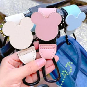 1/2pcs PU Leather Baby Bag Stroller Hook Pram Rotate 360 Degree Rotatable Cartoon Cart Organizer Pram Hook Stroller Accessories