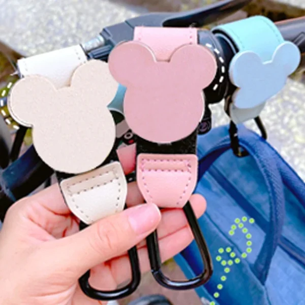 1/2pcs PU Leather Baby Bag Stroller Hook Pram Rotate 360 Degree Rotatable Cartoon Cart Organizer Pram Hook Stroller Accessories