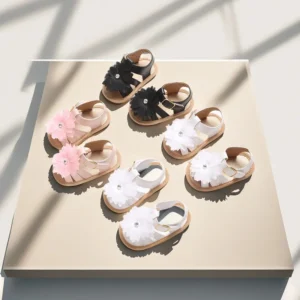 Sweet 0-18M Baby Cute Flower Dew Toe Pre school Summer Sandals Princess Casual Soft Rubber Bottom Anti slip Single Shoes Women's