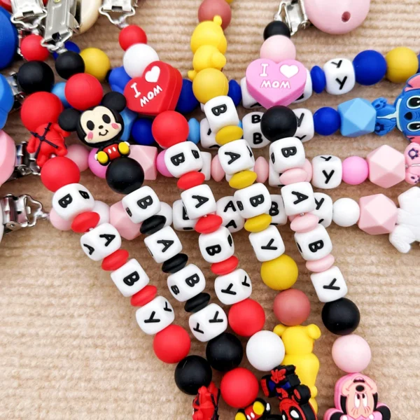 Customized Personalized Name English Letters Baby Silicone Pacifier Clips Chains Holder Teether Pendants Teething Baby Gifts - Image 5