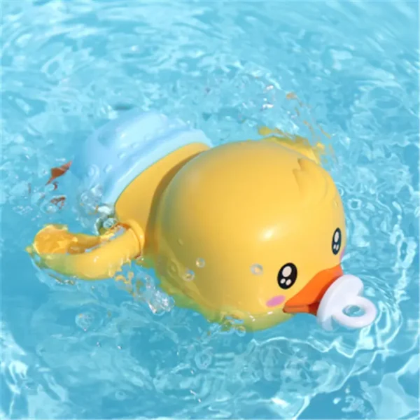 Baby Bath Toys Water Chain Clockwork Bathing Cute Swimming Yellow Duck Toy Toddler Pool Beach Classic Toy For Kids Water Playing - Image 3