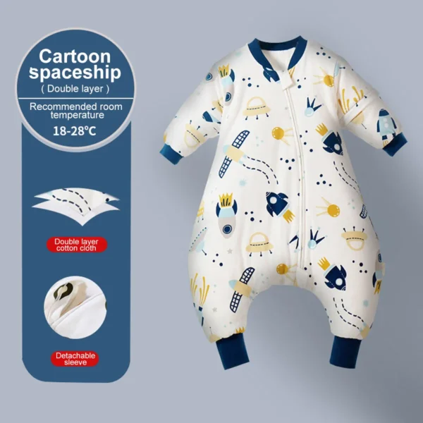 Baby Cartoon Split-legged Sleepsacks With Detachable Sleeves For Boys Girls Children's Sleeping Bag Autumn And Winter Thickened - Image 4