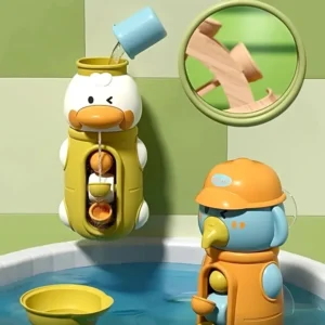 Cute Duck&Elephant Shower Bath Toys Water Play Spinner with Suction Cup Waterwheel Bathroom&swimming Pool Games for Kids Holiday