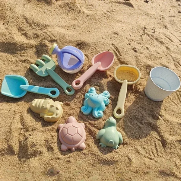 11 PCS Beach Sand Play Water Set Folding Bucket Summer Toys for Children Kids Outdoor Game Sandbox Accessories Color Random - Image 4