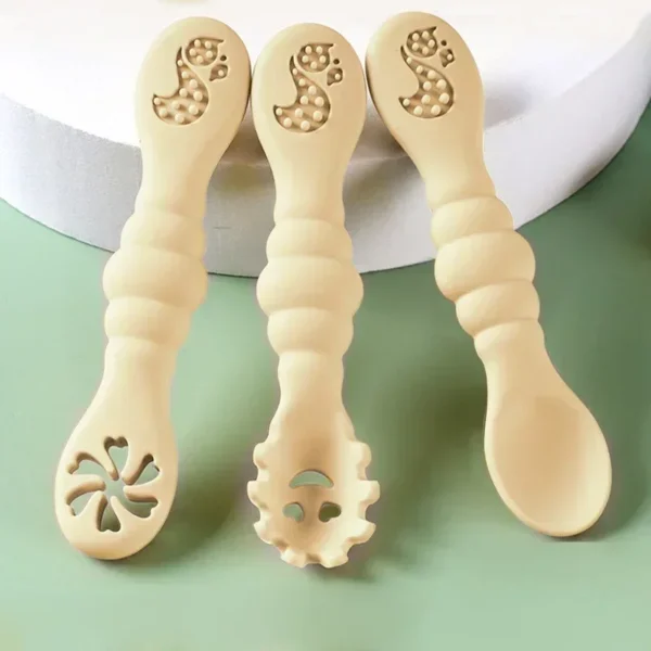 3PCS Silicone Spoon Fork For Baby Utensils Set Feeding Food Toddler Learn To Eat Training Soft Fork Cutlery Children's Tableware - Image 4