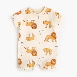 Summer Baby Rompers 3-24M Infant Cartoon Lion Short Sleeve Jumpsuit Toddler Boys Thin Style One Piece