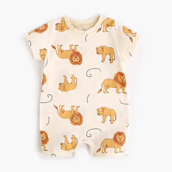 Summer Baby Rompers 3-24M Infant Cartoon Lion Short Sleeve Jumpsuit Toddler Boys Thin Style One Piece