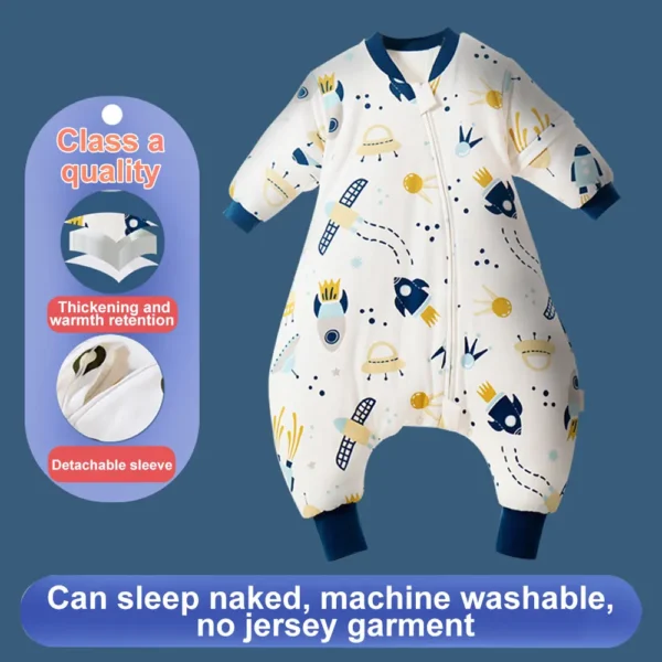 Baby Cartoon Split-legged Sleepsacks With Detachable Sleeves For Boys Girls Children's Sleeping Bag Autumn And Winter Thickened - Image 5