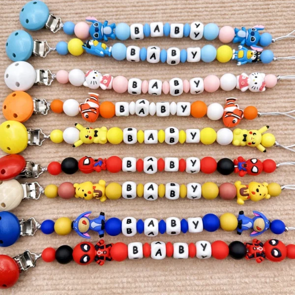Customized Personalized Name English Letters Baby Silicone Pacifier Clips Chains Holder Teether Pendants Teething Baby Gifts - Image 4