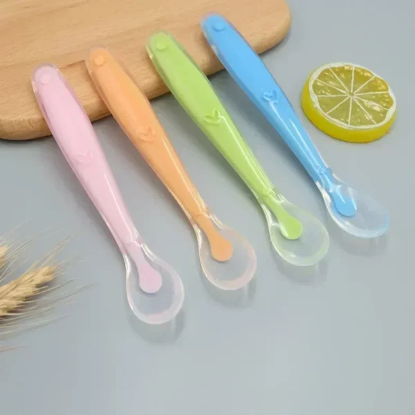 1/2Pcs Silicone Spoon Set Baby Learning to eat Training Spoon Baby Silicone Soft Spoon PP Plastic Box Children's Tableware Box - Image 4