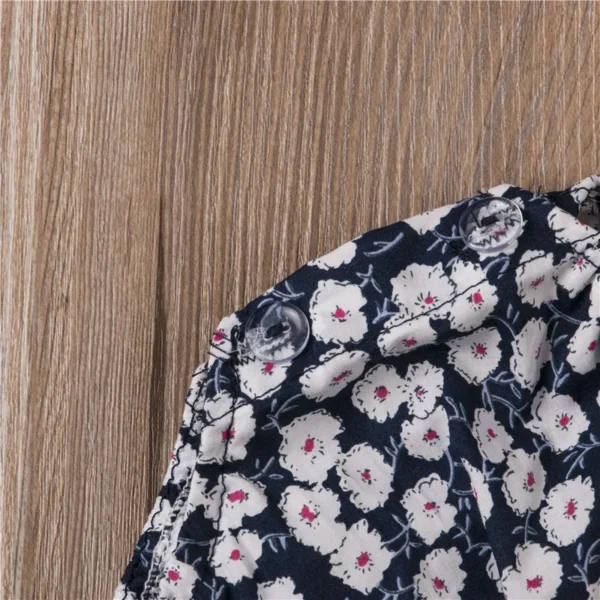 0-24months Baby Girls Summer Romper Floral Ruffle Sleeve Classical Round Back Button Bodysuit For Infant Girls - Image 6