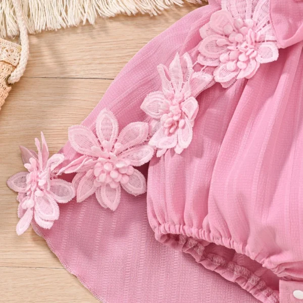 Pudcoco Infant Baby Girl Summer Outfits Ruffle Sleeveless Square Neck Bow Front Romper with Headband Set Newborn Clothes 0-18M - Image 4