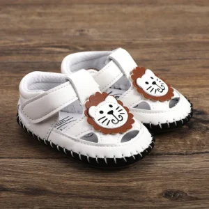 Summer Infant Boy Cartoon Lion Sandals: Comfortable Hollow-out Design, Soft Soled, Anti-slip First Walker Shoes 0-15 Months