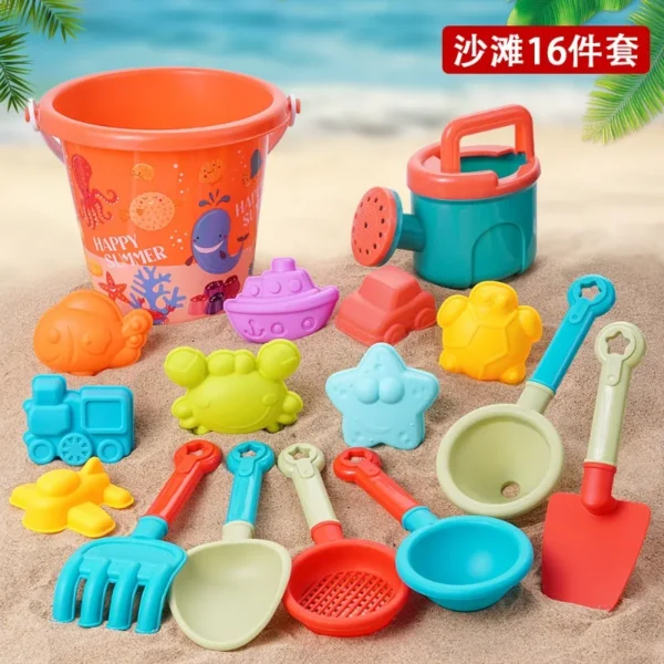 Summer Beach Set Toys For Kids Digging Sand Plastic Bucket Watering Bottle Shovels Children Beach Water Game Toys Tools - Image 4