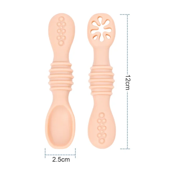 2PCS Cute Baby Learning Spoons Utensils Set Food Grade Silicone Sticky Spoon Children Cutlery Training Spoon Feeding Tableware - Image 4