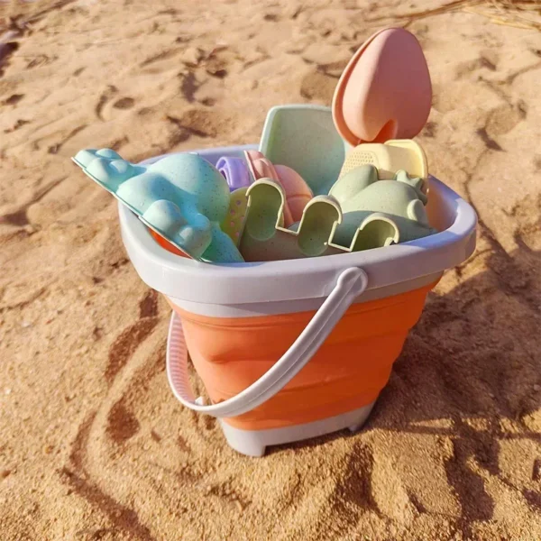 11 PCS Beach Sand Play Water Set Folding Bucket Summer Toys for Children Kids Outdoor Game Sandbox Accessories Color Random - Image 3