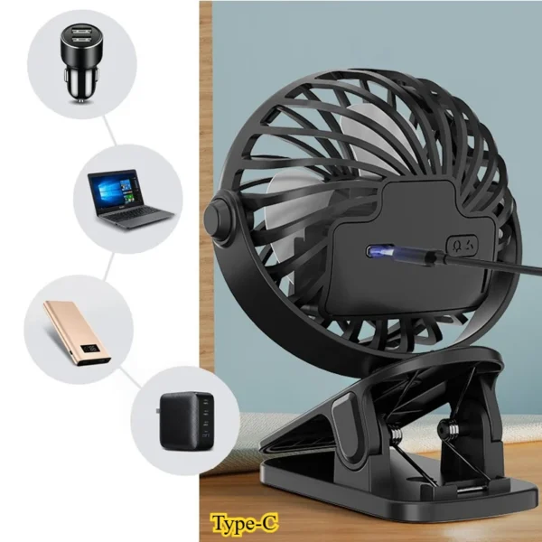 Baby Cart Stroller Fans Portable Outdoor Fan Clip Summer Kids Rechargeable Handheld Electric Fan for Home 3 Speeds - Image 4
