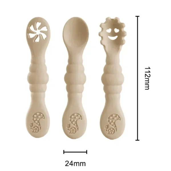 3PCS Silicone Spoon Fork For Baby Utensils Set Feeding Food Toddler Learn To Eat Training Soft Fork Cutlery Children's Tableware - Image 5