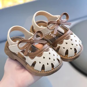 1-4Years Toddlers Shoe Children's Summer Sandals Baby Girls Breathable Bow Sandals Soft Sole Anti slip Princess Hollow Shoes
