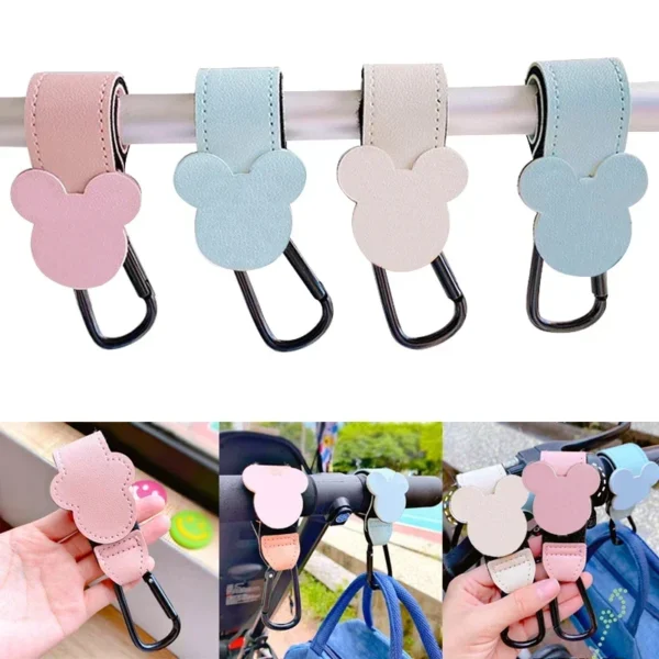 1/2pcs PU Leather Baby Bag Stroller Hook Pram Rotate 360 Degree Rotatable Cartoon Cart Organizer Pram Hook Stroller Accessories - Image 6