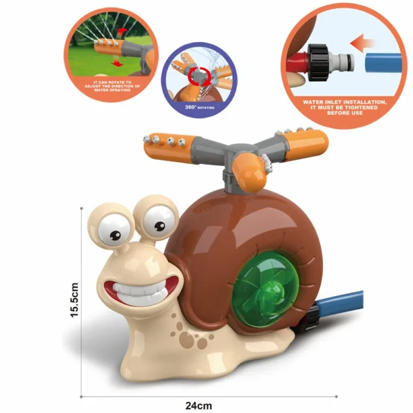 Water Spray Outdoor Toy Snail Sprinkler Backyard Garden Water Toys Summer Yard Cartoon Splash Sprinkler Baby Bath Toy for Kids - Image 2