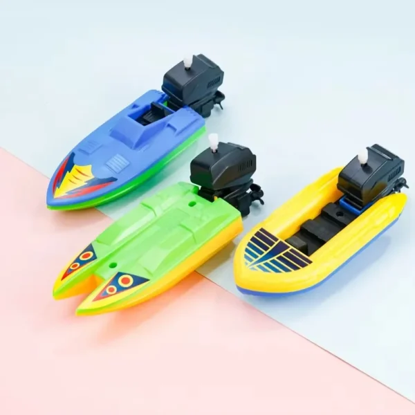 2Pcs Speed Boat Ship Wind Up Toy Float In Water Kids Toys Classic Clockwork Toy Summer Shower Bath Toys for Children' Gifts Toys - Image 4