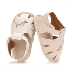 Newborn Baby Girl Sandals Summer Embroidered Leisure Comfortable Lightweight Floral Soft Sole Wrap Toe Sandals For 0-18M