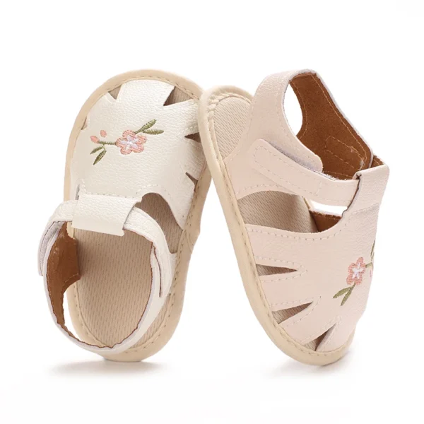 Newborn Baby Girl Sandals Summer Embroidered Leisure Comfortable Lightweight Floral Soft Sole Wrap Toe Sandals For 0-18M