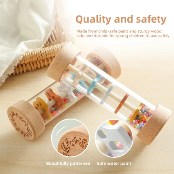 Montessori Toy Baby Rain Stick Rainbow Hourglass Rain Music Rattle Toy Kids Simulation Rain Sounder Sensory Educational Toy Gift - Image 3
