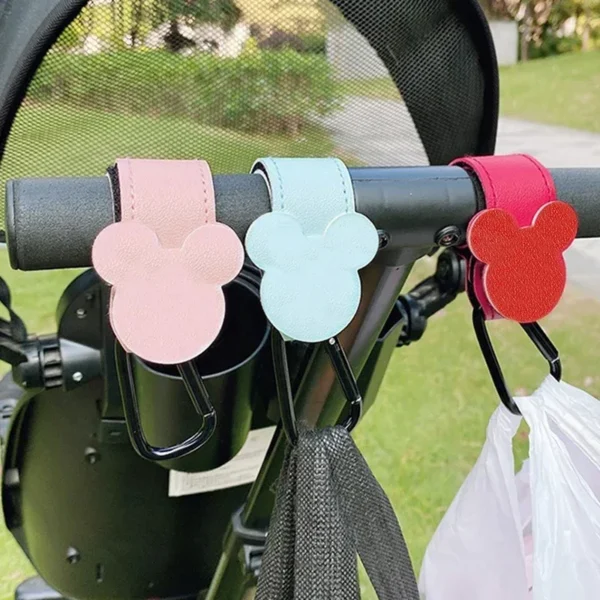 1/2pcs PU Leather Baby Bag Stroller Hook Pram Rotate 360 Degree Rotatable Cartoon Cart Organizer Pram Hook Stroller Accessories - Image 5