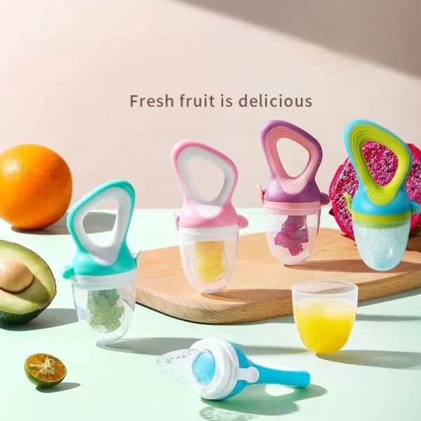 5 in 1 Baby Fruit Feeder with Nipple Set Baby Silicone Mesh Bag Pacifier Fruit and Vegetable Feeder Nursing Toddler Teething Toy - Image 6
