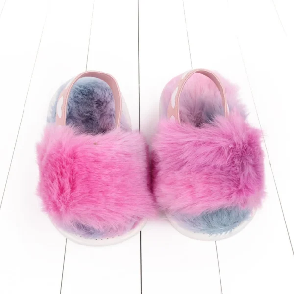 Jlong Autumn Plush Slide Sandal Baby Girls Heart Soft Sole Sandals Infant Toddler Princess Non-slip Crib Shoes 0-18 Months - Image 4