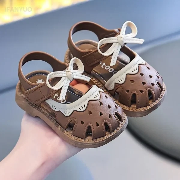 1-4Years Toddlers Shoe Children's Summer Sandals Baby Girls Breathable Bow Sandals Soft Sole Anti slip Princess Hollow Shoes - Image 4