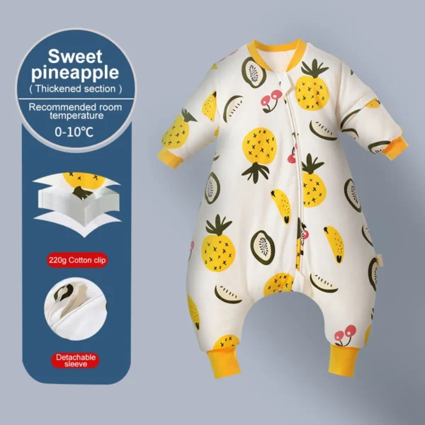 Baby Cartoon Split-legged Sleepsacks With Detachable Sleeves For Boys Girls Children's Sleeping Bag Autumn And Winter Thickened - Image 6