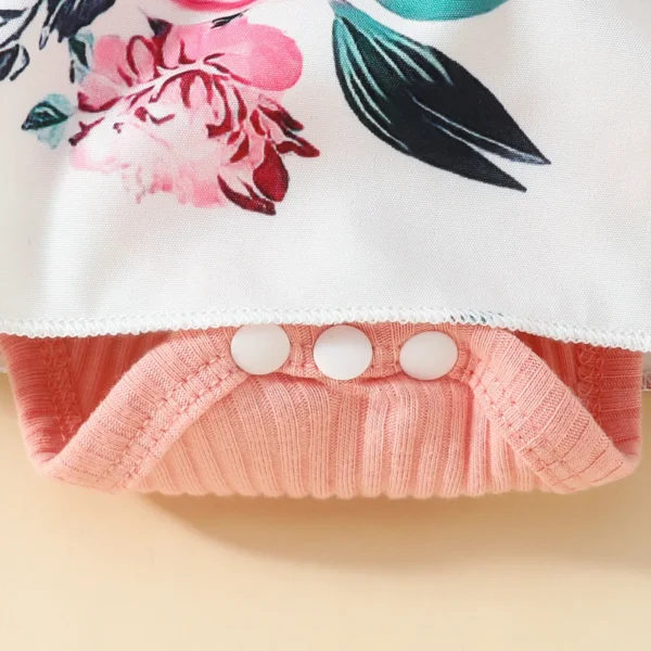 3 6 9 18M Summer Bodysuits For Newborn Girls Rib Bowknot Floral Print Jumpsuit Romper Dress Princess Infant Baby Girl Clothes - Image 4